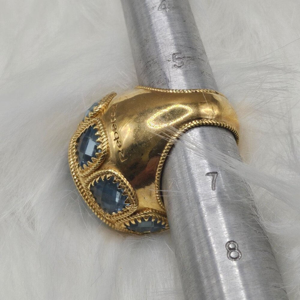 Rebecca Gold plated Aquamarine Statement Ring; size 6 - Picture 8 of 8